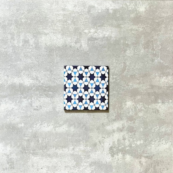 FULL TILE SAMPLE Meknes Blue Stars MINI 15cm x 15cm