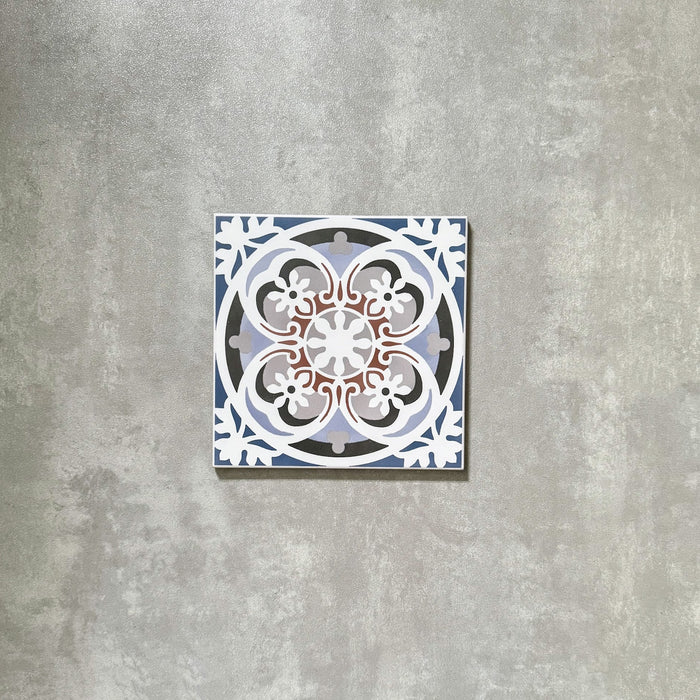 FULL TILE SAMPLE Imperial Victorian Blue Mini Tiles | Main Tile | 15cm x 15cm