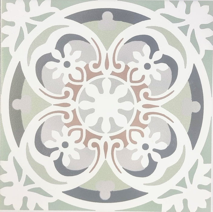 FULL TILE SAMPLE Imperial Victorian Green Mini Tiles | Main Tile | 15cm x 15cm