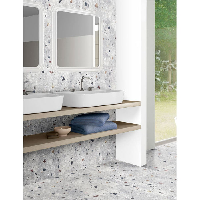 Jerez Silver Terrazzo Square Wall & Floor Tiles 66cm x 66cm