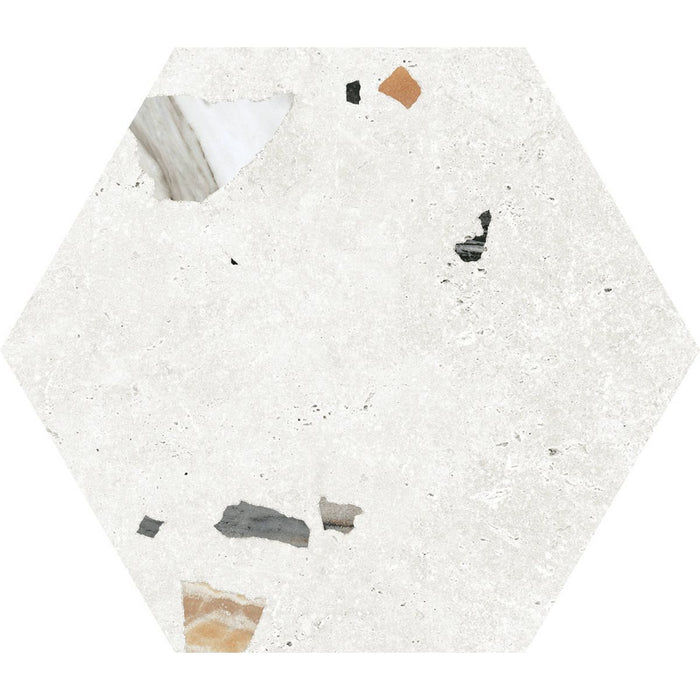 Jerez White Terrazzo Hexagon Wall & Floor Tiles 25cm x 22cm