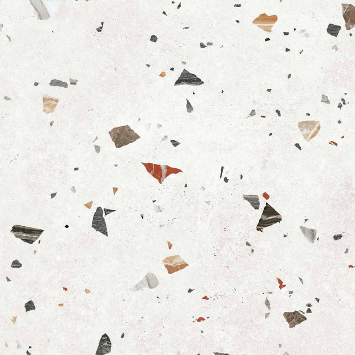 CUT TILE SAMPLE Jericho White Terrazzo Square 66cm x 66cm