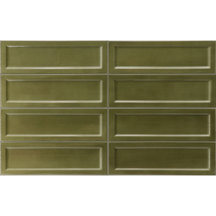 FULL TILE SAMPLE Osaka Brick DECOR Green Moroccan Handmade Style 6.5cm x 20cm