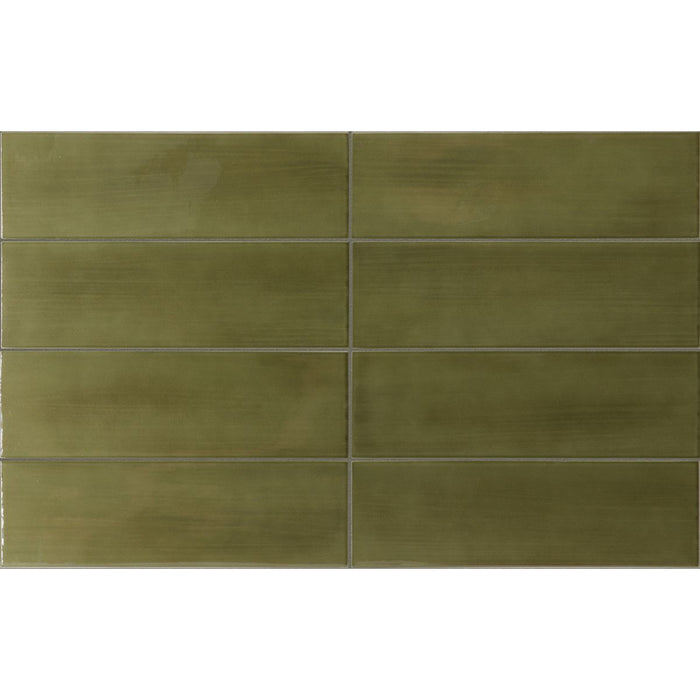 FULL TILE SAMPLE Osaka Brick Green Moroccan Handmade Style 6.5cm x 20cm