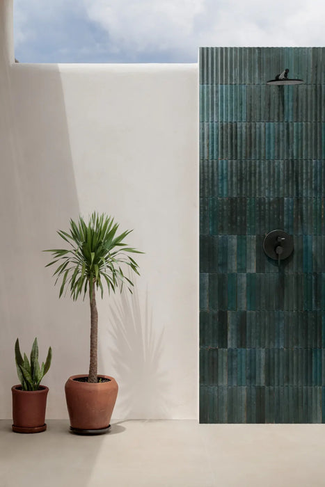 Levent Tiles Blue Fluted Gloss Decor Porcelain Tiles 6cm x 24cm