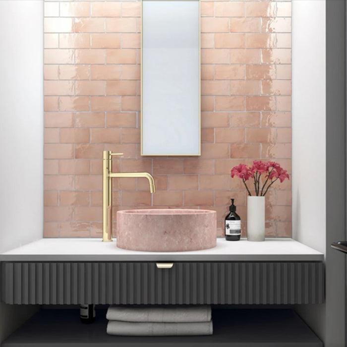 Liberty Blush Pink Rustic Effect Gloss Wall Tiles 7.5cm x 15cm