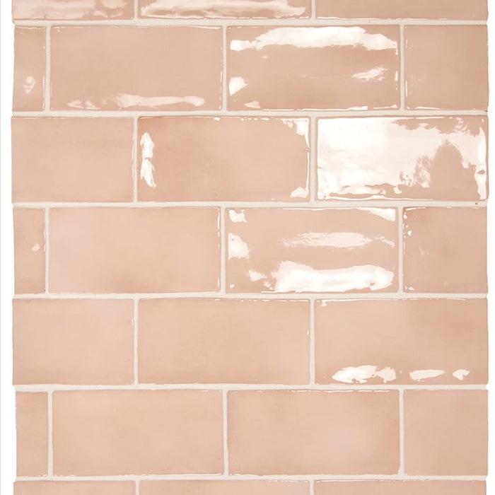 Liberty Blush Pink Rustic Effect Gloss Wall Tiles 7.5cm x 15cm