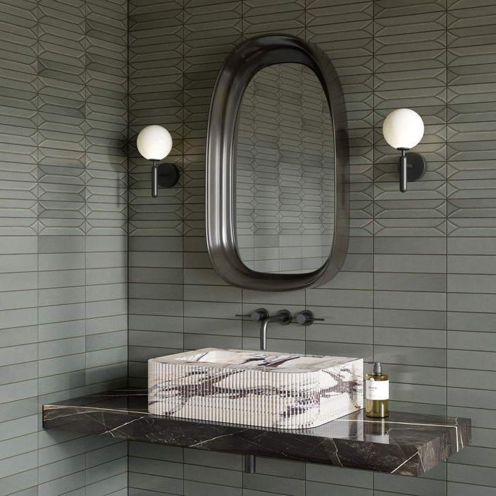 Baroque Decor Lichen Green Porcelain Wall Tiles 9.1cm x 37.5cm