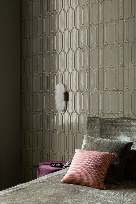 Baroque Decor Lichen Green Porcelain Wall Tiles 9.1cm x 37.5cm