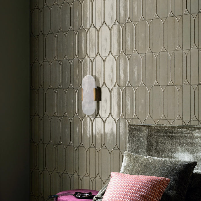 Baroque Decor Lichen Green Porcelain Wall Tiles 9.1cm x 37.5cm