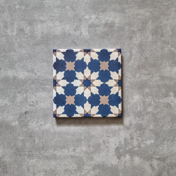 Madeira Marina Tile Blue & Silver Moroccan Tiles Wall & Floor Tiles 20cm x 20cm