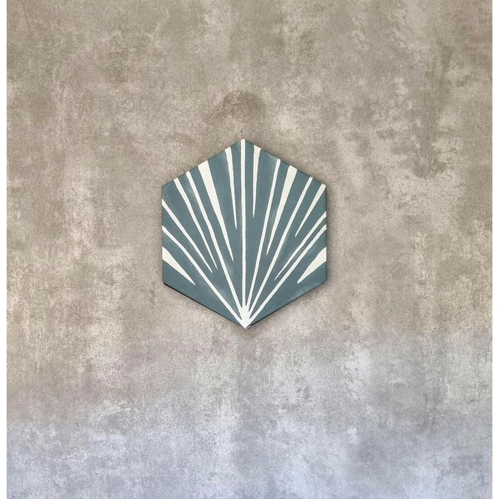 FULL TILE SAMPLE Zebra MARINE Hexagon 18.7cm x 21.6cm