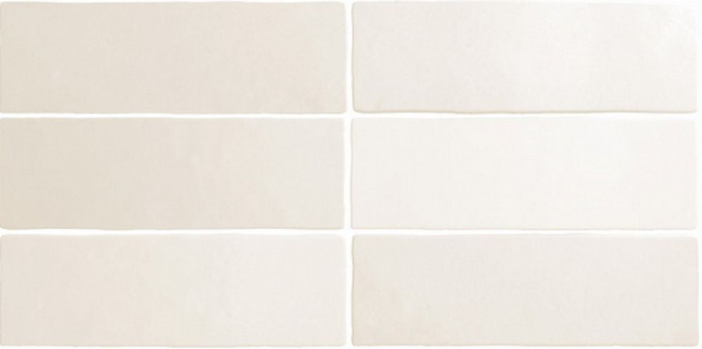 FULL TILE SAMPLE Zellige Brick Chalk White Matt Moroccan Handmade Style 6.5cm x 20cm