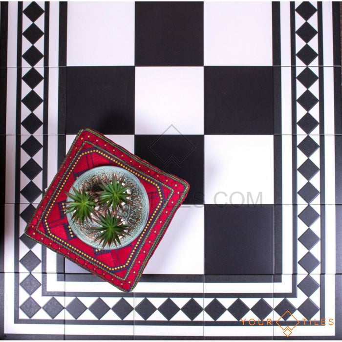 Chess Black Tiles Patchwork Tiles Floor Tiles - 25cm x 25cm