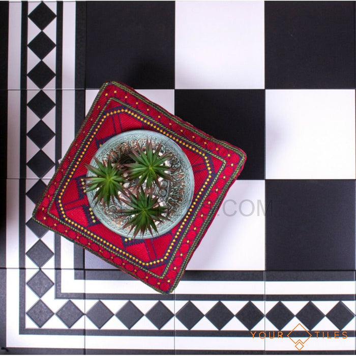 Chess Black Tiles Patchwork Tiles Floor Tiles - 25cm x 25cm