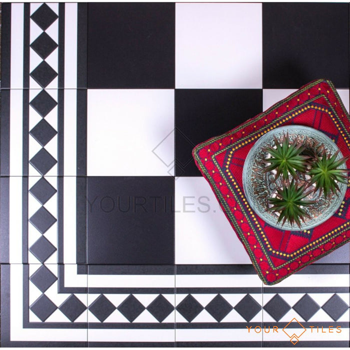 Chess Black Tiles Patchwork Tiles Floor Tiles - 25cm x 25cm