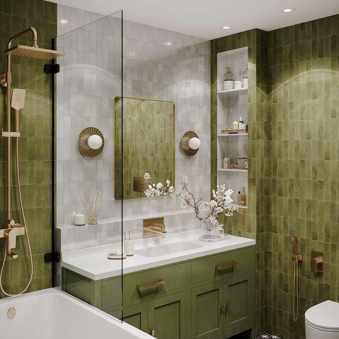 Benomar Verde Moroccan Mini Brick MATT Tiles 5cm x 15cm