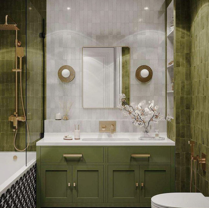 Benomar White Moroccan Mini Brick MATT Tiles 5cm x 15cm