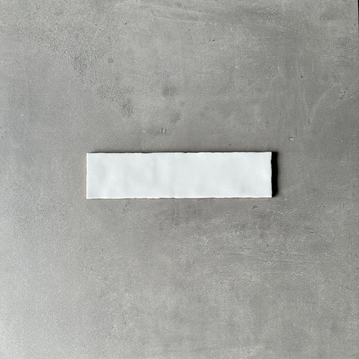 Nairobi Tile Gloss White Handmade Effect Rustic Tile 7.5cm x 30cm