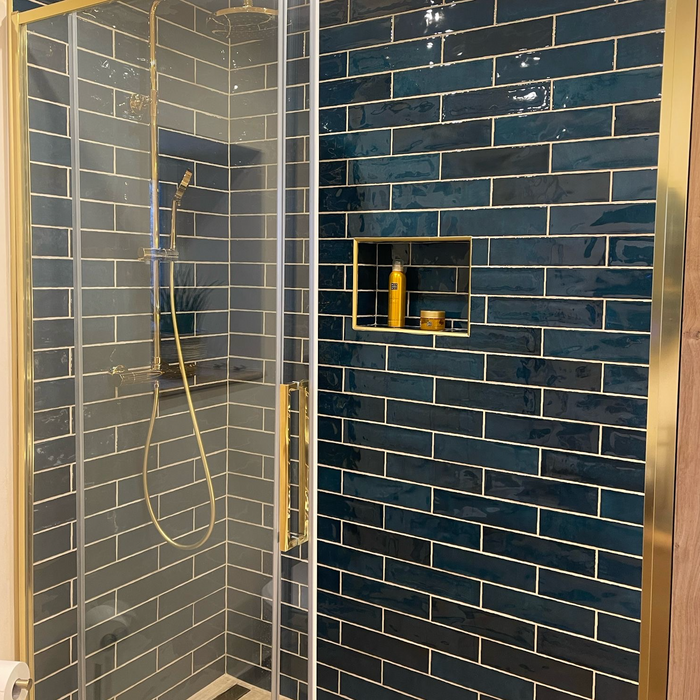 Nairobi Tile | Gloss Blue | Handmade Effect | Rustic Tile | 7.5cm x 30cm