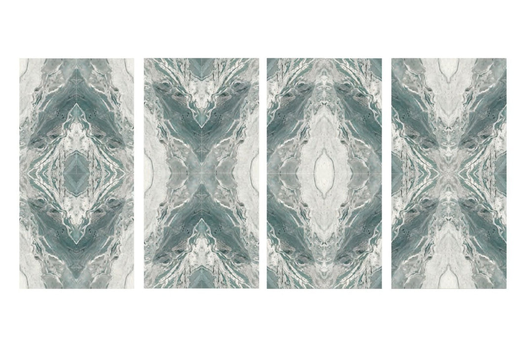 CUT TILE SAMPLE Pacific Green Marble Book Matched A and B 60cm x 120cm (cut piece 15cm x 30cm approx)