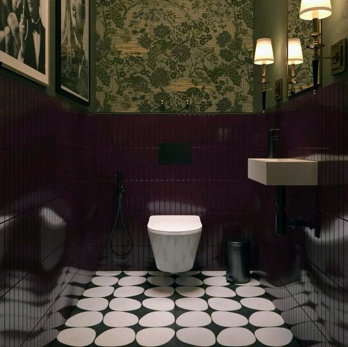 Pebbles Black Moroccan Pattern Tiles  20cm x 20cm