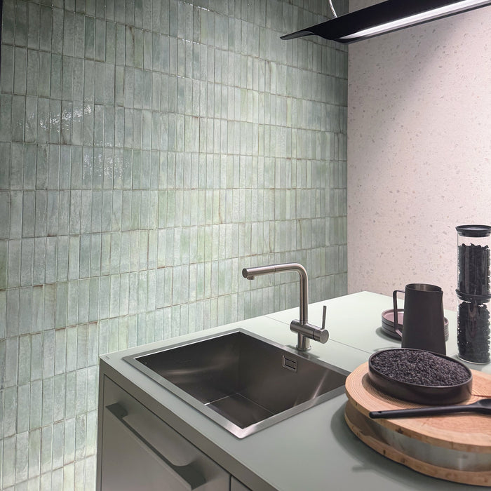 Puzzle Sage Green Brick Rectified | Wall & Floor Tiles | 5cm x 20cm