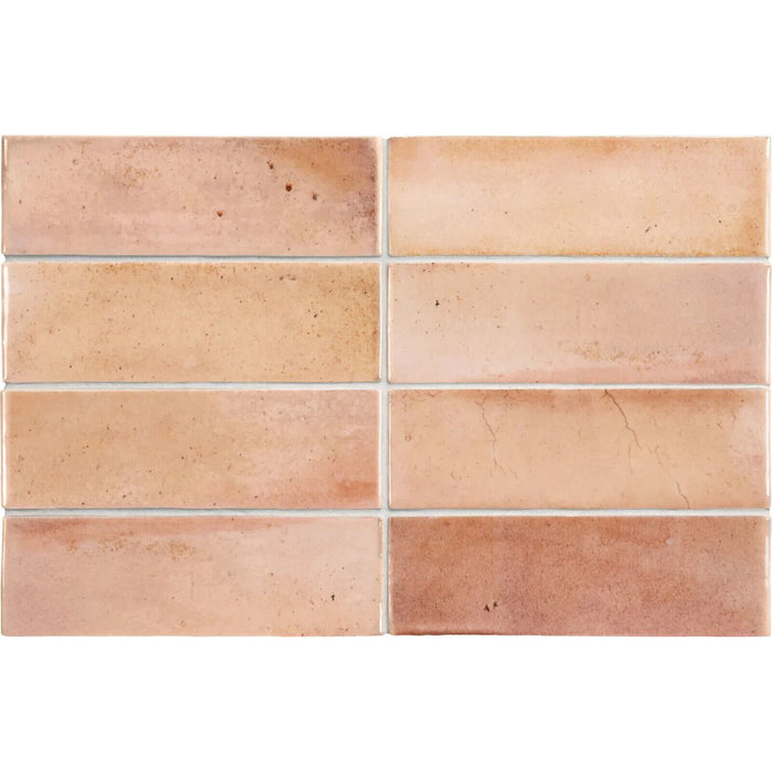 FULL TILE SAMPLE Saigon Brick Pink Moroccan Wall Tiles 5.1 x 16.1cm