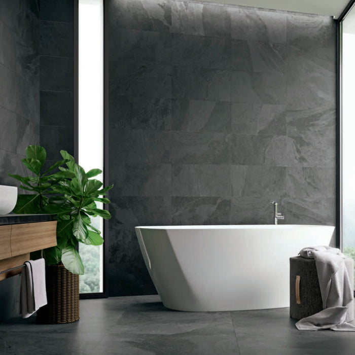 Janeiro Tile Black Brazilian Slate Effect Wall & Floor Tiles 30cm x 60cm