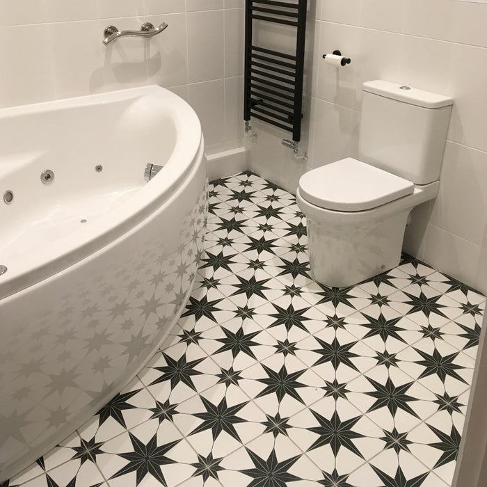 Polaris Tile Black Star 25cm x 25cm Wall & Floor Tiles