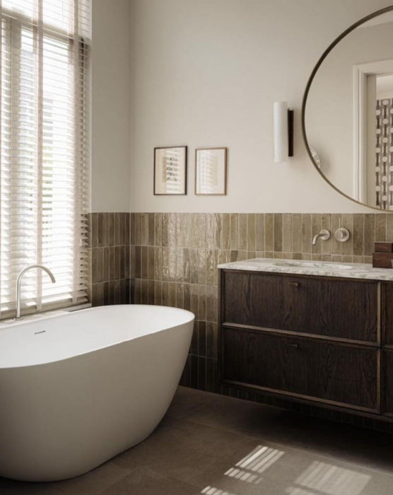 Allegra Sage Green | Gloss Brick Tile | 6cm x 25cm