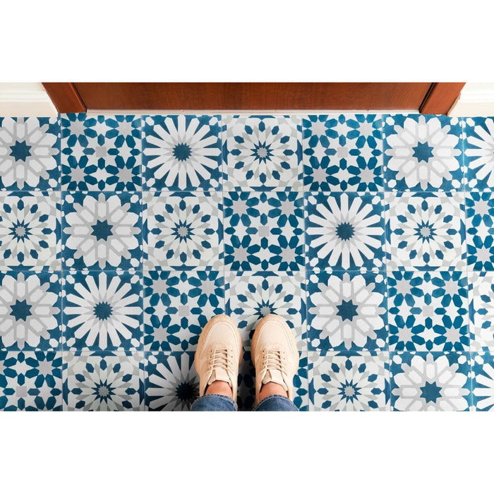 Souk Blue D Pattern Moroccan Wall & Floor Tiles 20 x 20cm