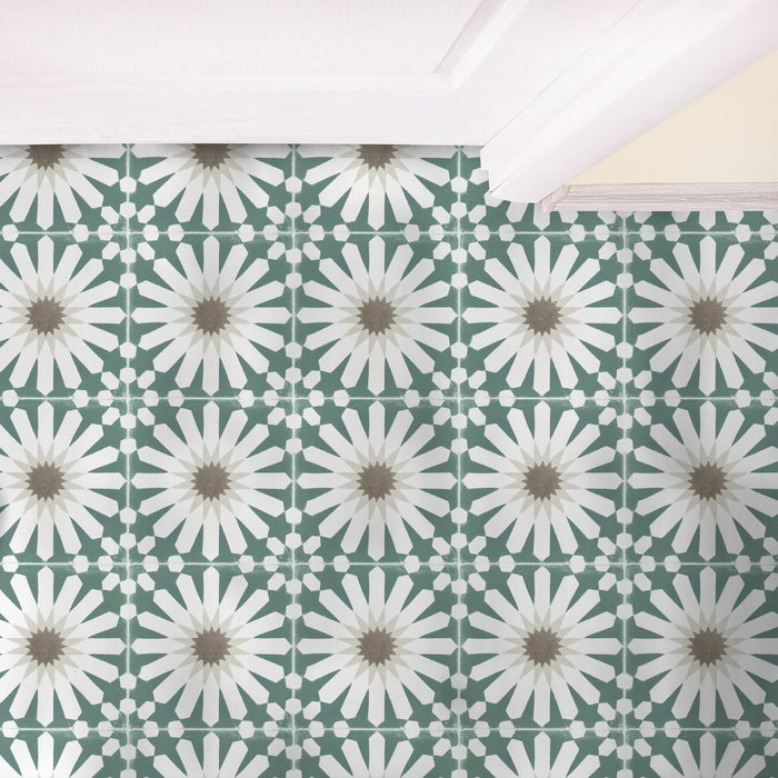 FULL TILE SAMPLE Souk Green B Pattern 20cm x 20cm