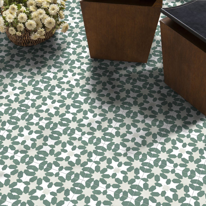 Souk Green C Pattern Moroccan Wall & Floor Tiles 20 x 20cm