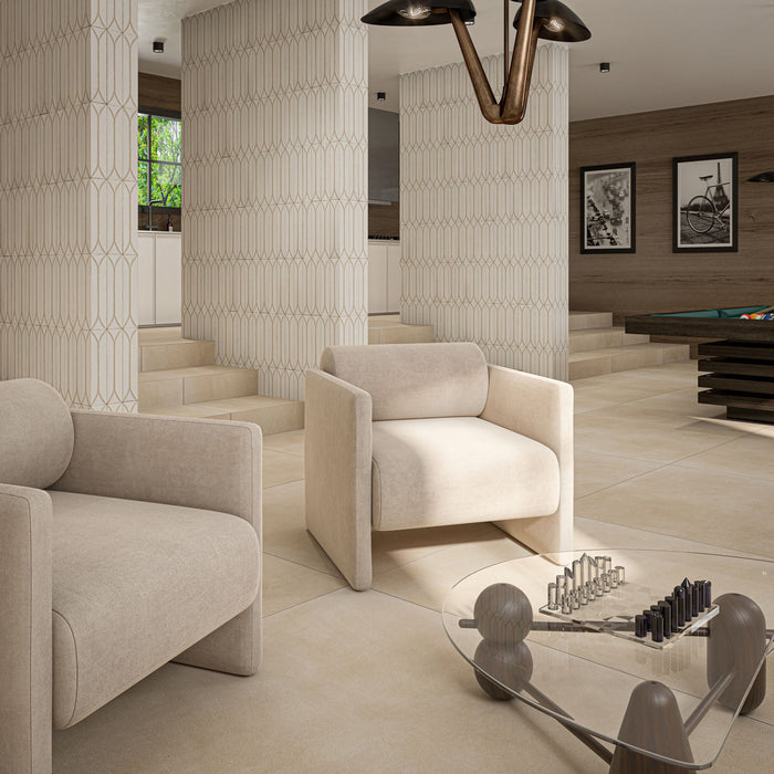 Baroque Decor Vanilla Porcelain Wall Tiles 9.1cm x 37.5cm