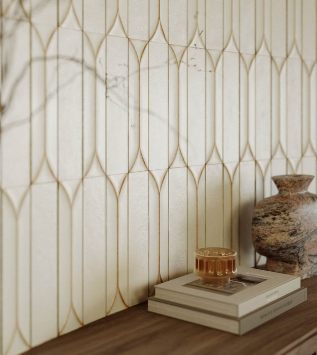 Baroque Decor Vanilla Porcelain Wall Tiles 9.1cm x 37.5cm
