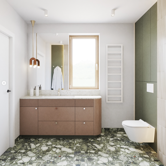 Venice Emerald Matt Terrazzo Tile Green Tiles 60cm x 60cm