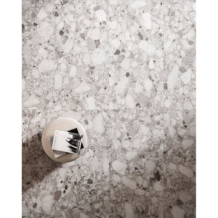 Venice Polished Grey Terrazzo Tile 60cm x 120cm