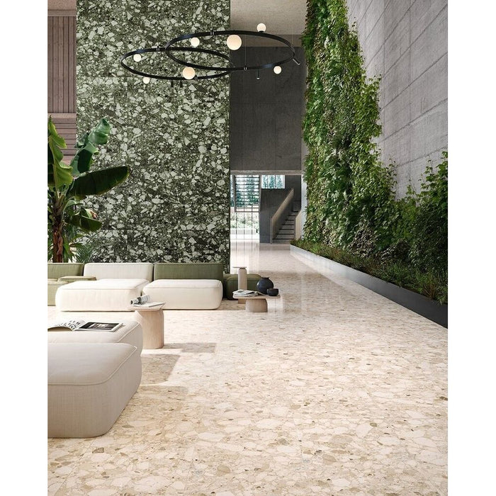 Venice Ivory Terrazzo Tile Matt Finish 60cm x 120cm