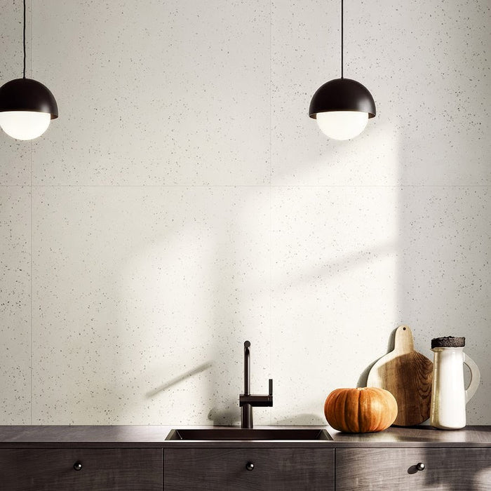 Verona Micro White Terrazzo Concrete style Porcelain Tiles 60cm x 60cm