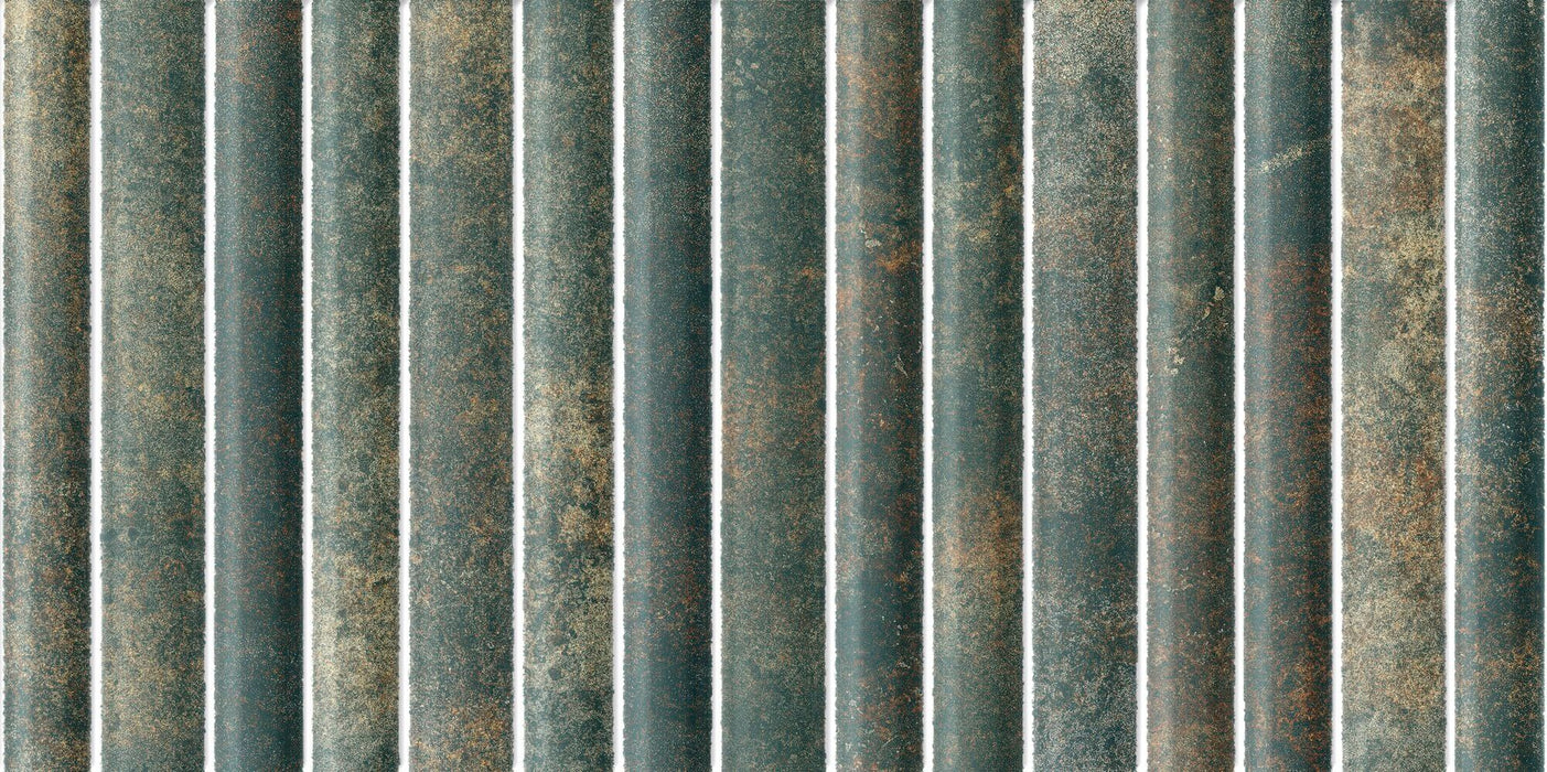 FULL TILE SAMPLE Klosters Verde Fluted Stone Wall Tile | 15cm x 30cm