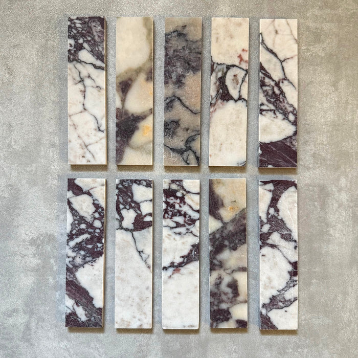 FULL TILE SAMPLE Fayrouz Honed Viola Marble | Wall & Floor Brick Tiles | 5cm x 20cm