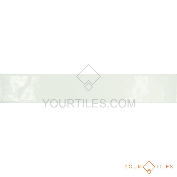 FULL TILE SAMPLE Evesham LONG GLOSS White 6.5 x 40cm