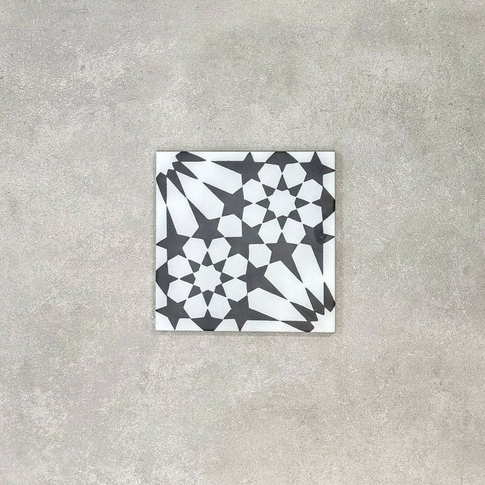 FULL TILE SAMPLE Fez Winter Black & White 20cm x 20cm