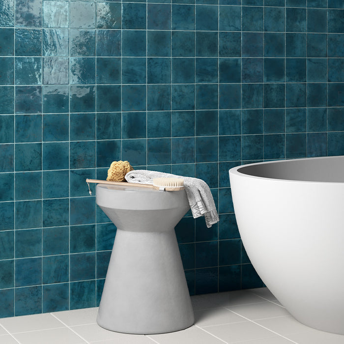 Bora Bora Amun Blue Square | Flux Glaze Finish | Wall Tile | 10cm x 10cm