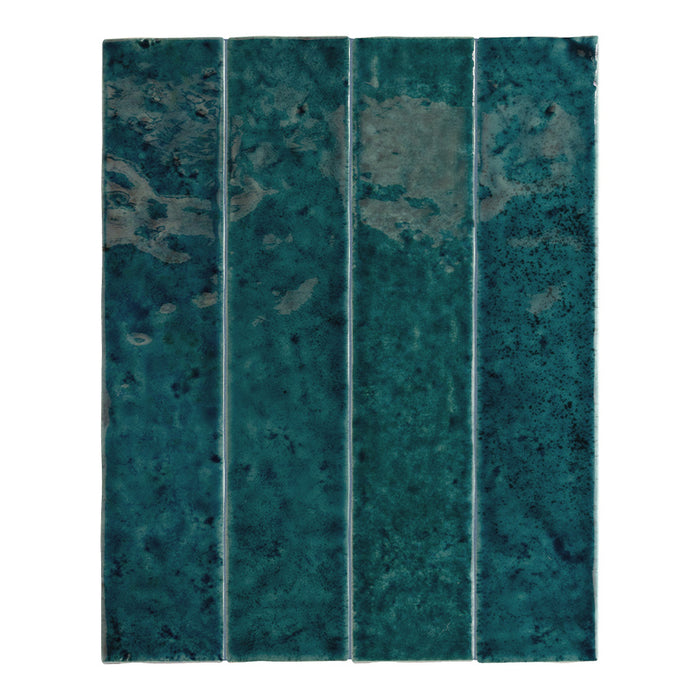 Bora Bora Amun Blue Brick | Flux Glaze Finish | Wall Tile | 6.5cm x 32.8cm