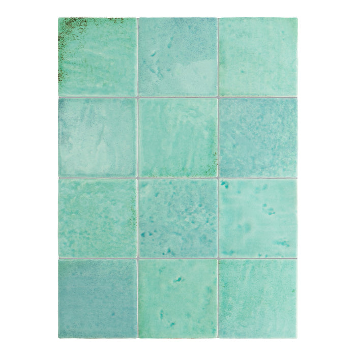Bora Bora Aqua Square | Flux Glaze Finish | Wall Tile | 10cm x 10cm