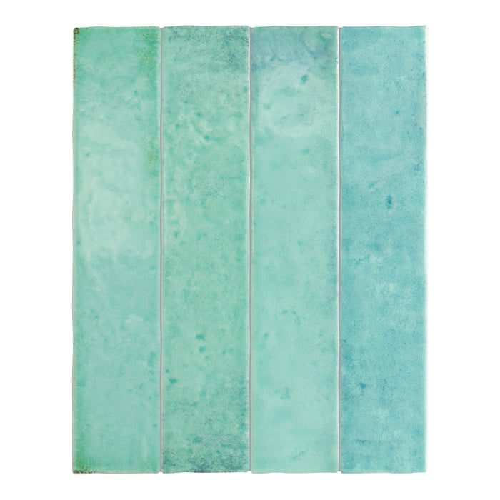 Bora Bora Aqua Brick | Flux Glaze Finish | Wall Tile | 6.5cm x 32.8cm