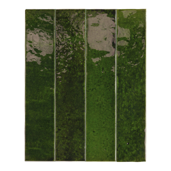 Bora Bora Tourmaline Green Brick | Flux Glaze Finish | Wall Tile | 6.5cm x 32.8cm