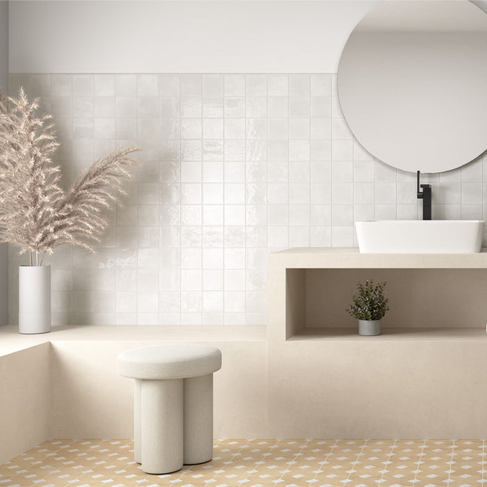Bora Bora White Sand Square | Flux Glaze Finish | Wall Tile | 10cm x 10cm
